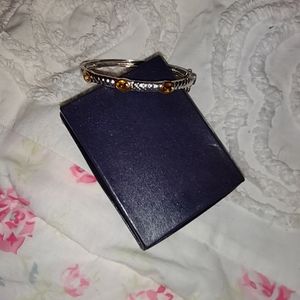 Beautiful Silver Bangle with Yellow Stones.